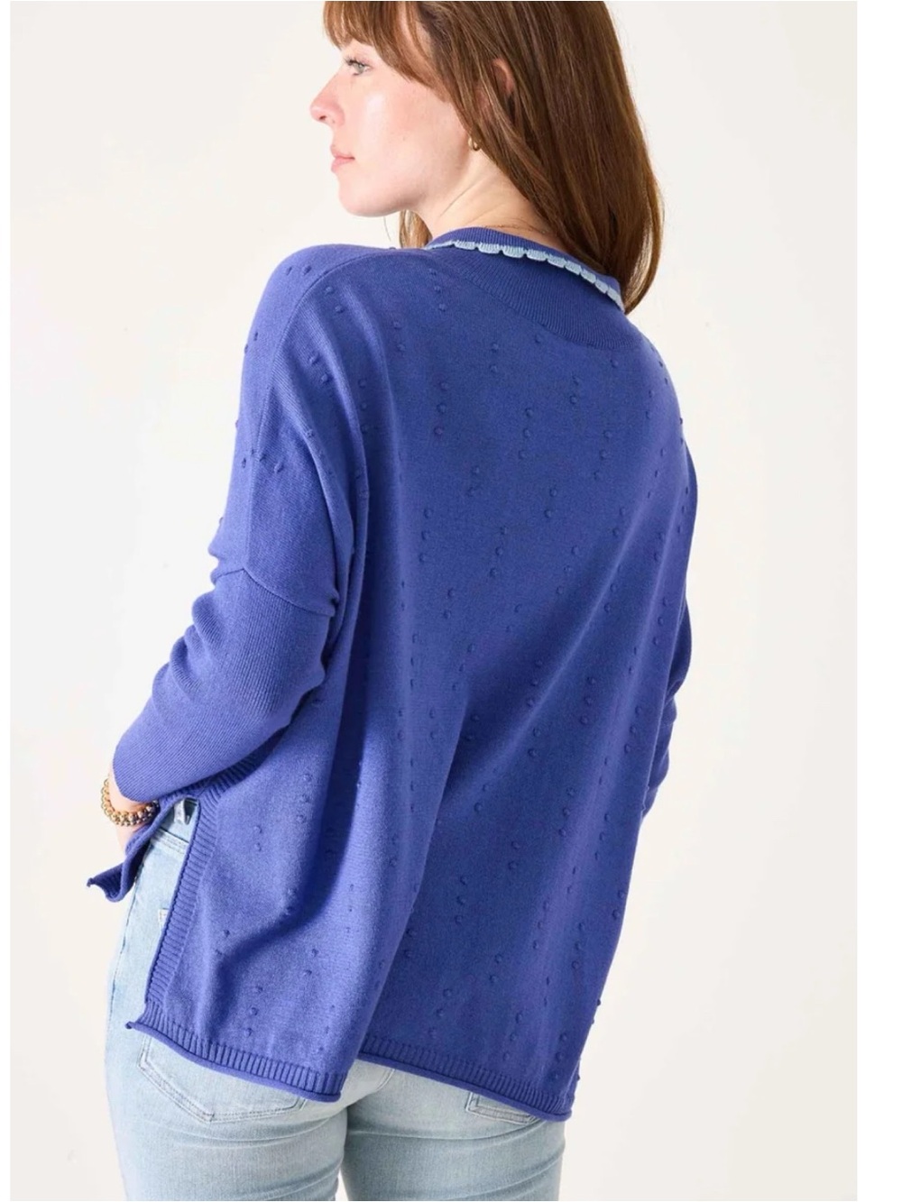 Mersea Cotton Gurley Polo Sweater Iris blue Size Small